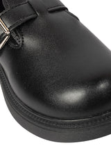 Black Synthetic Leather Velcro Loafers For Kids-Unisex (TC-ZY6510-BLK)