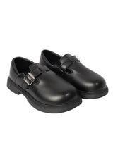 Black Synthetic Leather Velcro Loafers For Kids-Unisex (TC-ZY6510-BLK)