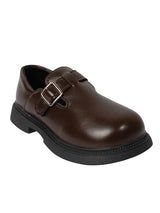 Brown Synthetic Leather Velcro Loafers For Kids-Unisex (TC-ZY6510-BRO)
