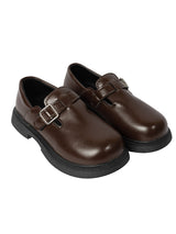 Brown Synthetic Leather Velcro Loafers For Kids-Unisex (TC-ZY6510-BRO)
