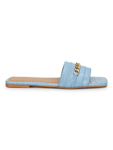 Blue Croc Patent Slip-On Flats (TC-ST-002-BLU)