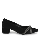 Black Suede Block Ballerina Sandals (TC-REN-BL184-BLK)