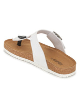 White PU Cork-Latex Footbed Flats (TC-070202-WHT)