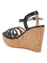 Black PU Buckle Wedges (TC-ST-011-BLK)