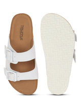 White PU Cork-Latex Footbed Flats (TC-070203-WHT)
