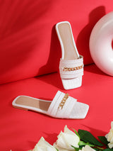 White Croc Patent Slip-On Flats (TC-ST-002-WHT)