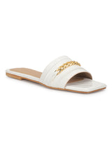 White Croc Patent Slip-On Flats (TC-ST-002-WHT)
