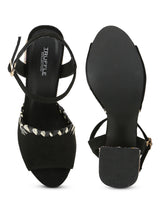 Black Suede Block Sandals (TC-A3178-BLK)