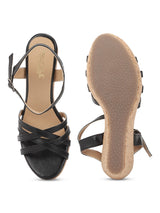 Black PU Buckle Wedges (TC-ST-011-BLK)