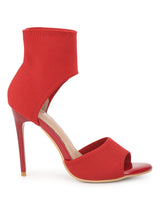 Red Knitted Stiletto Sandals (TC-CN-3212-1-RED)