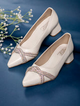 Cream PU Block Ballerina Sandals (TC-REN-BL184-CRM)