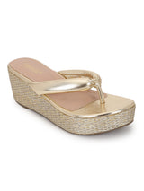 Gold PU Slip-On Wedges (TC-G08407-GLD)