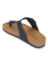 Navy Blue PU Cork-Latex Footbed Flats (TC-070202-NVY)