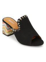 Black Denim Block Sandals (TC-A3218-BLKDEN)