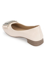 Beige Patent Diamonte Ballerina Flats (TC-RS3629-BEIG)