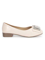 Beige Patent Diamonte Ballerina Flats (TC-RS3629-BEIG)