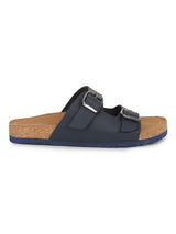 Navy Blue PU Cork-Latex Footbed Flats (TC-070203-NVY)