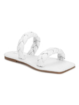 White PU Braided Strap Slides