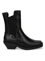 Black PU Ankle Riding Boots