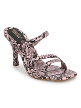 Nude PU Snake Pattern Strappy Stilettos
