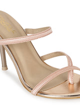 Rosegold PU Crossover Thumb Strappy Stiletto Mules (TC-SLC-B-78-RGLD)
