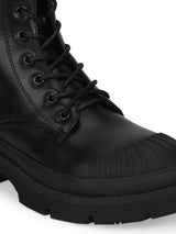 Black PU High Ankle Combat Boots (ROMALDO1)