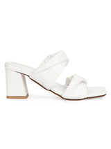 White PU Quilted Strap Block Heel Mules (TC-SLC-R-521-WHT)