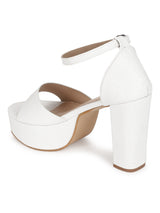 White PU Croc Pattern High Block Heel Sandals (TC-SLC-V103-WHT)