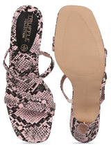 Nude PU Snake Pattern Strappy Stilettos