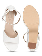 White PU Croc Pattern High Block Heel Sandals (TC-SLC-V103-WHT)