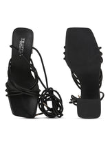 Black PU Strappy Block Heel Sandals (TC-ST-1235-BLKPU)