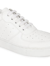 White PU Perforated Lace Up Sneakers (TC-ST-1022-WHTPU)