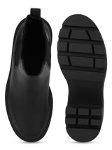 Black PU Slip On Platform Ankle Boots (EDIT3)