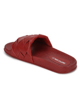 Red PU Weaved Slides