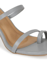 Grey PU Strappy Curved Block Heel Mules (TC-SLC-A6-GRY)