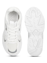 Bianca White PU Lace Up Sneakers