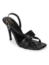 Black PU Quilted Sole Strappy Stilettos (TC-SLC-B-72-BLK)