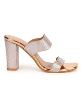 Rosegold Patent Glitter High Block Heel Mules (TC-SLC-N1112-RGLD)