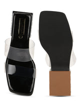 Clear Black PU Perspex Kitten Heel Mules (TC-SLC-4202-BLK)