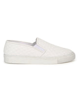 White PU Quilted Slip On Shoes