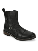 Black PU Side Buckle Men's Chelsea Boots