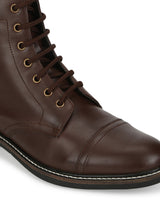 Brown PU Lace Up High Ankle Men's Boots