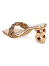 Gold Diamante PU Clear Heel Mules (TC-SLC-V80-GLD)