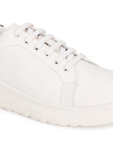 White PU Sneakers With Back Details (TC-ST-1024-WHTBLK)