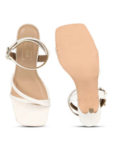 White PU High Ankle Strappy Stilettos (TP10173-WHT)