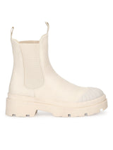 Putty Beige PU Patterened Oxford Ankle Boots