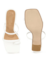 White PU Strappy Curved Block Heel Mules (TC-SLC-A6-WHT)