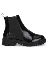 Black Croc Patent Chelsea Ankle Boots