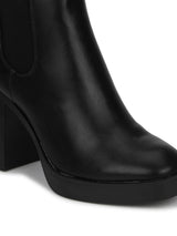 Black PU Slip On Block Heel Ankle Boots (CLARA2)