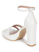 White PU High Block Heel Sandals (TC-SLC-N1103-WHT)